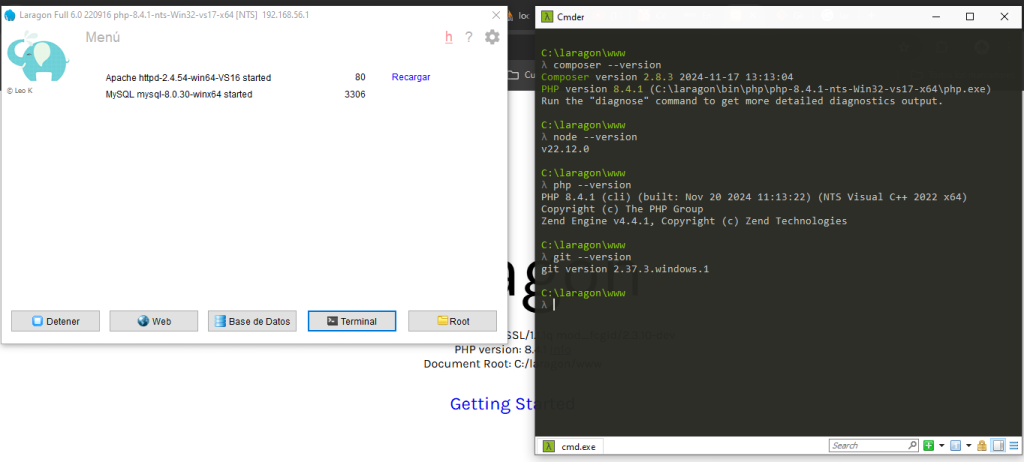 Instalando/Actualizando entorno de desarrollo (Laragon + Composer + Git + PHP)