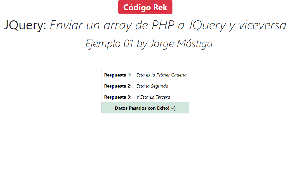 JQuery: Enviar un array de PHP a JQuery y viceversa